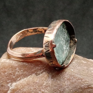Ancient Medieval Ring, Original Medieval Jewelry, Authentic Copper Ring, Old Ring, Ancient Artifact, Rare Beautiful ring with glass insert