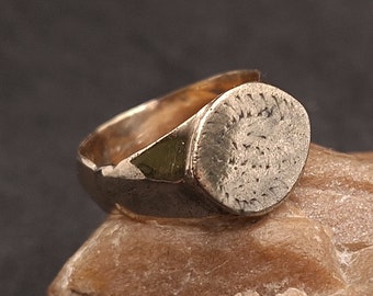 Ancient Medieval Ring with engraving marks, Vikings Ring, Original Medieval Jewelry, Authentic Bronze Ring, Rare Old Ring, Ancient Artifact