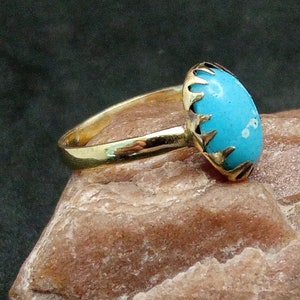 Vintage ring of lovers, Rare Beautiful ancient brass ring of the 19th-20th centuries with a beautiful a turquoise insert, Ancient ring