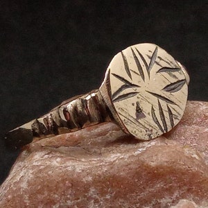 Medieval Bronze Ring Wind of Rose, Authentic ring 16 century, Original ring, Bronze ring with ornament, Ancient artifact, Medieval Jewlery