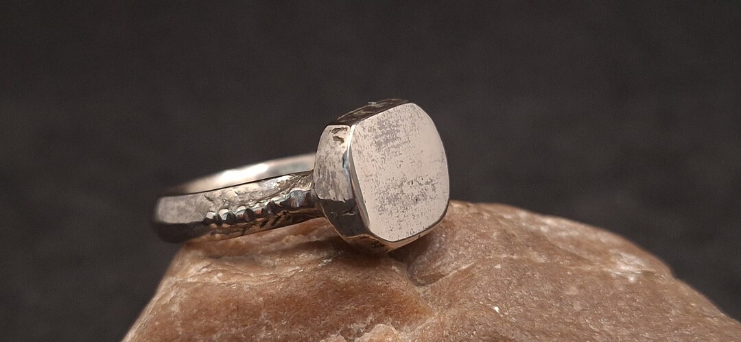 Ancient Medieval Silver Ring With Engraving Marks and a Mirror Shield ...