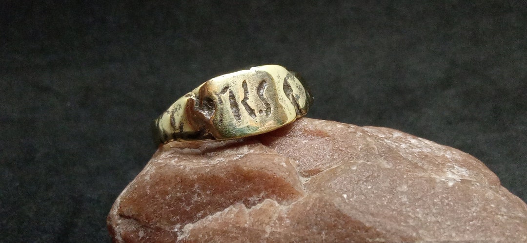 Ancient Medieval Ring With Heraldic Symbols, Ring With Ornaments ...
