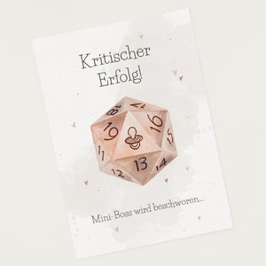 Verkündung Schwangerschaft Karte, DINA6, Postkarte D20 Würfel, Schwangerschaft verkünden Gamer, Schwangerschaftsenthüllung