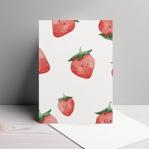 Postcard strawberries, DIN A6 format, greeting card for any occasion