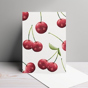 Postkarte Kirschen, DIN A6 Format, Grußkarte zu jedem Anlass