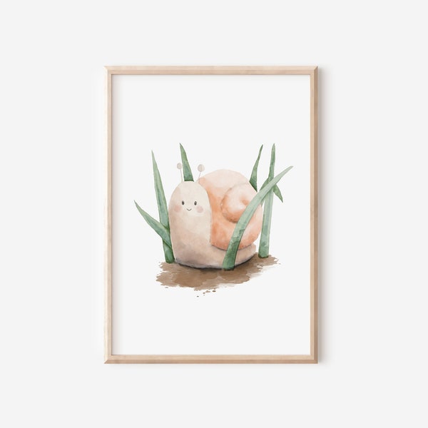 Poster Schnecke A4, Kinderbild, Kinderposter, rosa, Bild Kinderzimmer, Wandbild Babyzimmer