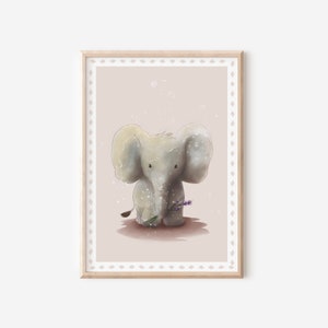 Poster Elefant, DIN A4, Kinderbild, Dekoration fürs Kinderzimmer, niedliches Elefantenbild Babyzimmer
