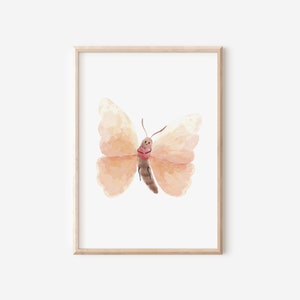 Poster Schmetterling, DIN A4, rosa, Dekoration fürs Kinderzimmer, Frühling, Kinderbild
