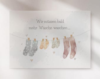 Baby Ankündigung, Postkarte Schwangerschaft verkünden, Karte DIN A6, lustige Schwangerschaftsankündigung, Schwangerschaftsenthüllung