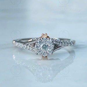 Enchanted Disney Fine Jewelry Yellow Gold Rhodium Plated 935 Argentium Silver With 1/5 CTTW Belle Promise Ring, Engagement And Wedding Ring