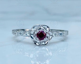 Enchanted Disney 1/4 CTTW Round Cut Diamond Belle Rose Promise Ring, Fine Jewelry Disney Ring, 925 Sterling Silver And 14K White Gold Ring
