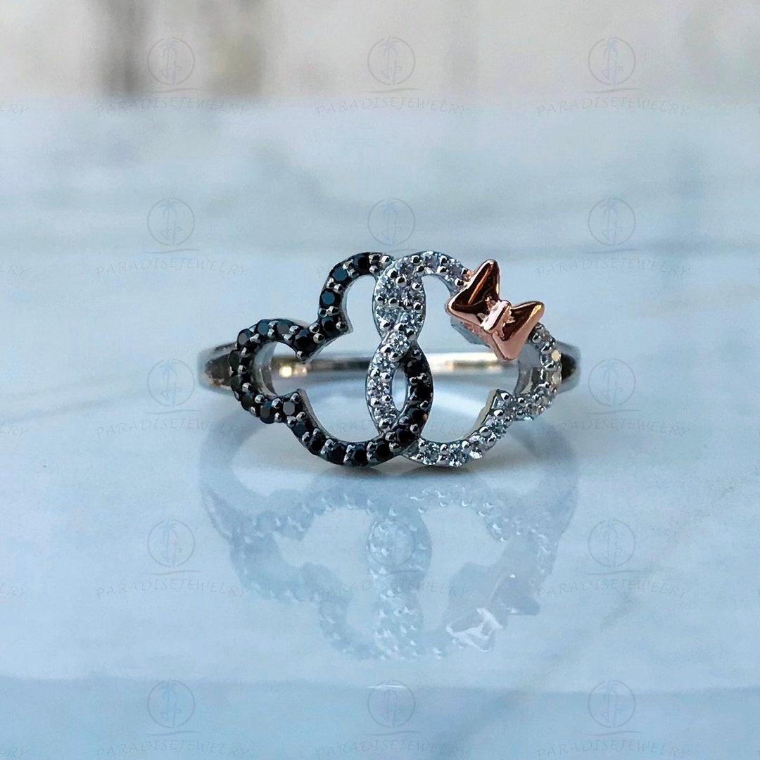 Enchanted Disney Two Tone Plated Ring, Mickey Mouse & Minnie Mouse Face ...