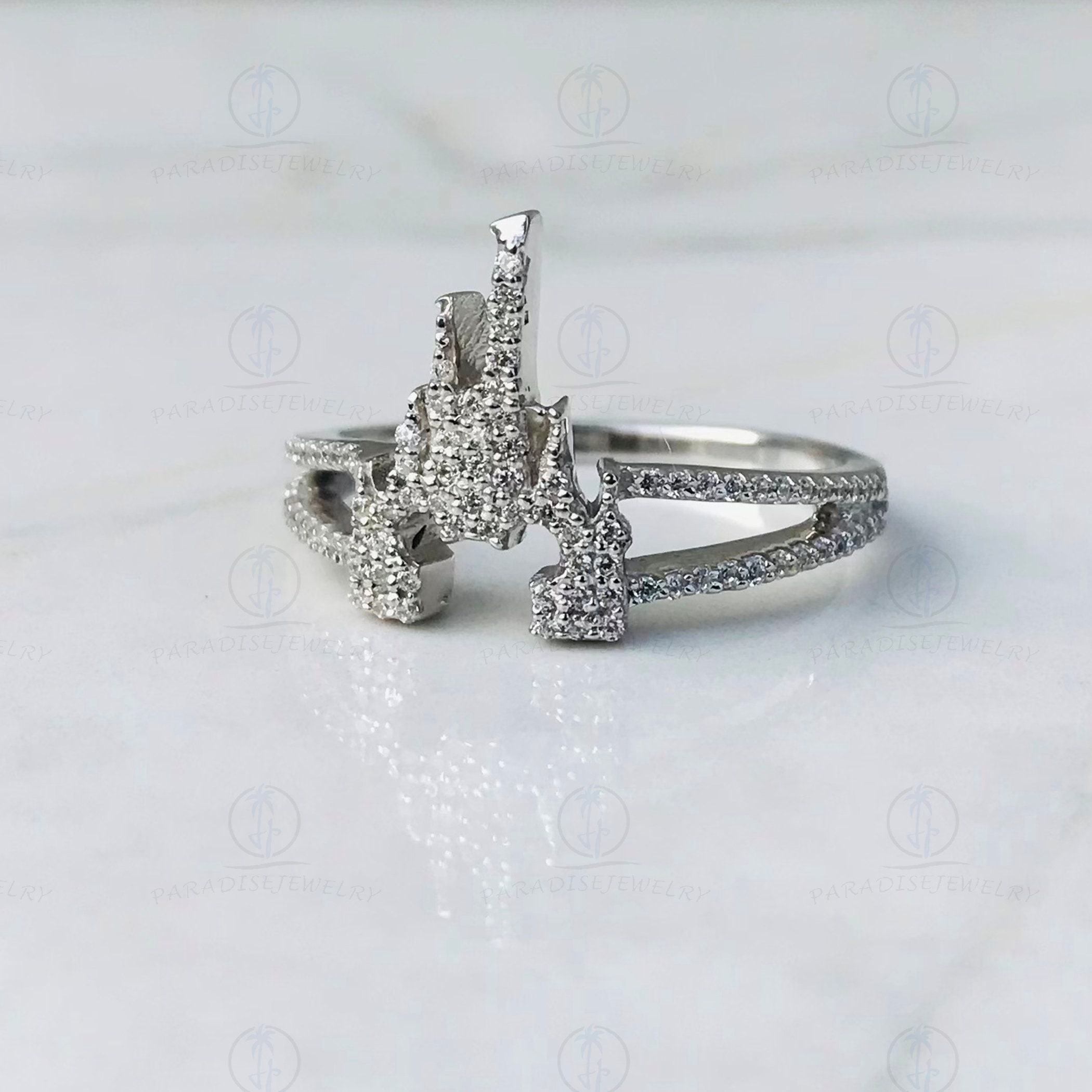 Enchanted Disney Fantasy Land Castle Ring 1 3ct White Round CZ
