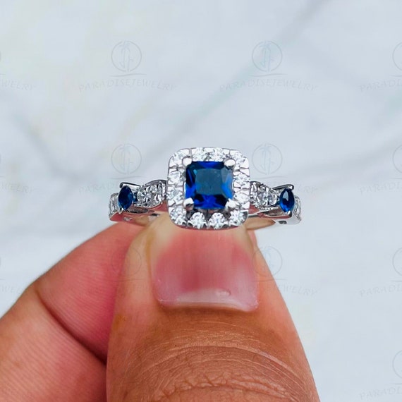 Princess Cut Diamond Vera Wang Blue Diamond Ring Split Shank Vera