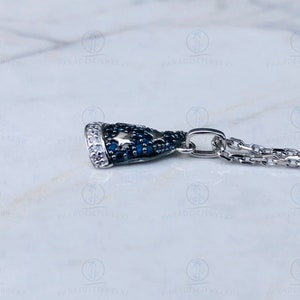 Disney Treasures Fantasia Blue Sapphire & 1/12cttw CZ Diamond Star Pendant Necklaces, Black Plated Sterling Silver Pendant With Silver Chain image 5