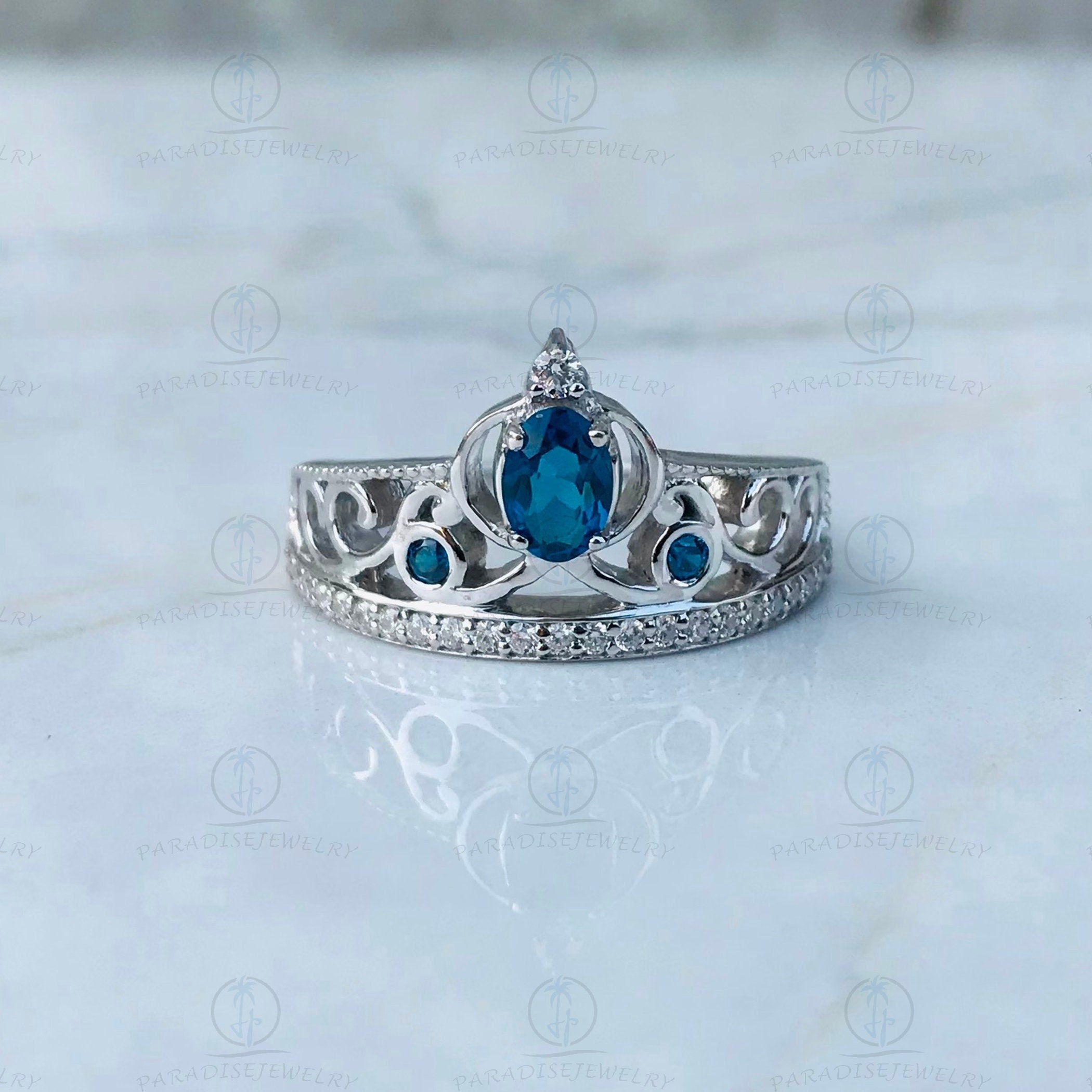 Enchanted Disney 1/2ct Blue Oval Sapphire Ring Solid 925 - Etsy