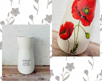 Personalised Poppy Vase, Personalised Vase, Poppy Themed Gifts, Poppy Home Decor, Personalised Poppy Gifts, Mothers Day Gifts, Gifts for Mum