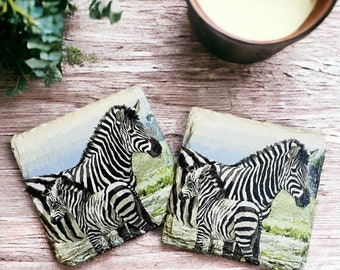 Zebra Themed Coasters, Zebra Gifts, Safari Animal Decor, Zebra Lovers, Safari Gifts, Zebra Coasters, Animal Coasters, Animal Themed Gifts