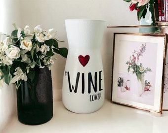 Wine Lovers Flower Vase, Wine Themed Vase, Wine Gifts, Gifts for Wine Lovers, Wine Themed Gifts