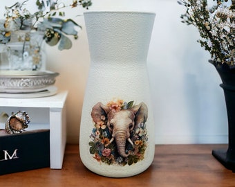 Floral Elephant Flower Vase, Elephant Gifts, Elephant Flower Vase, Elephant Home Decor, Pretty Vase, Elephant Decorations
