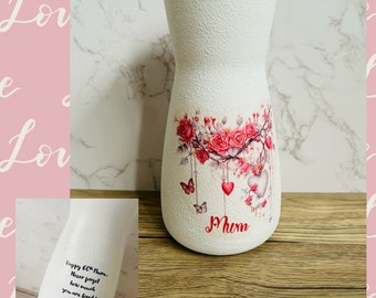 Personalised Mum Vase, Personalised Mothers Day Vase, Personalised Mothers Day Gift , Flower Themed Vase, Mothers Day Gifts, Gifts for Mum