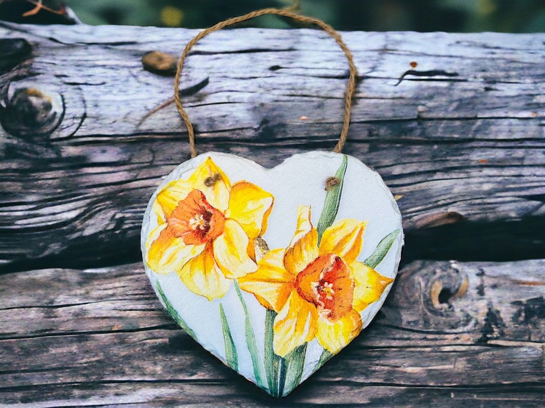 Daffodil Hanging Heart, Daffodil Decorations, Daffodil Ornaments