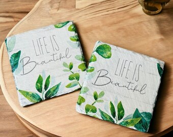 Plant Coasters Leaf Coasters Nature Coasters Plant Decor Plant Themed Gifts Natural Decor Positive Gifts