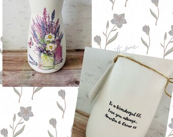 Personalised Lavender Vase, Lavender Vase, Lavender Themed Gifts, Pretty Vase, Flower Themed Gifts, Mothers Day gift, Personalised Gifts