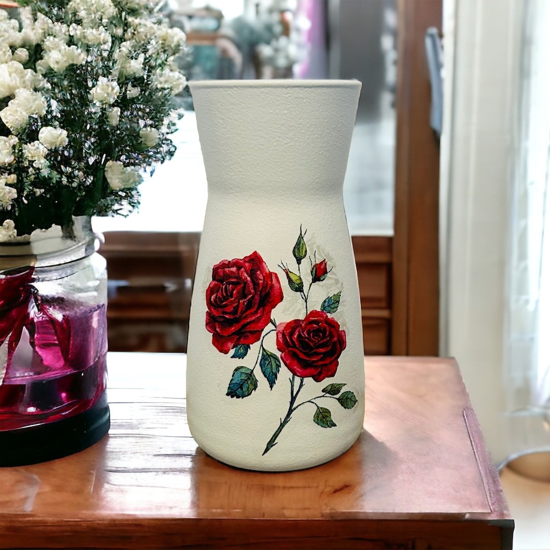 Red Rose Vase, Rose Themed Gifts, Red Rose Gifts, Flower Vase, Red ...