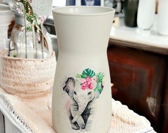 Elephant Vase, Elephant Themed Gifts, Gifts for Elephant Lovers, Pretty Vase, Elephant Home Decor