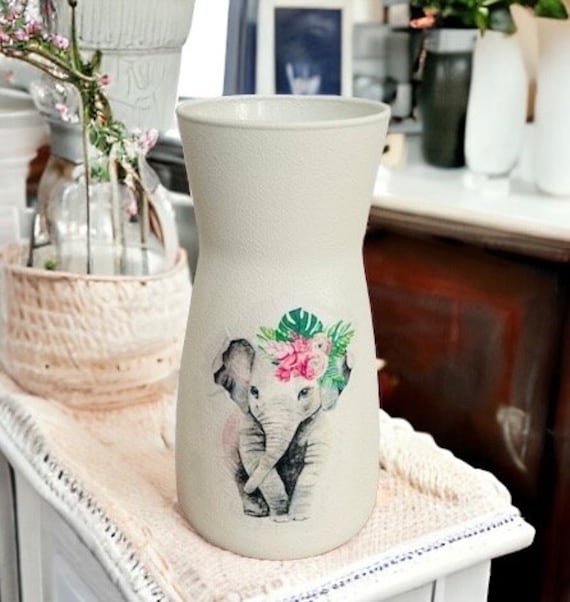 Elephant Vase, Elephant Themed Gifts, Gifts for Elephant Lovers, Pretty Vase, Elephant Home Decor