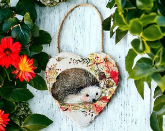 Hedgehog Hanging Heart, Hedgehog Decorations, Hedgehog Ornaments, Hedgehog themed Gifts, Hedgehog Gifts, Hedgehog Lovers