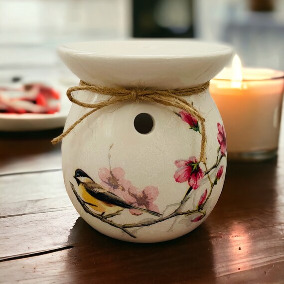 Vintage Bird Wax Melt Burner, Bird Themed Wax Melt Warner, Bird and Flower Wax Melt Warmer, Bird Themed Gifts, Bird Home Decor