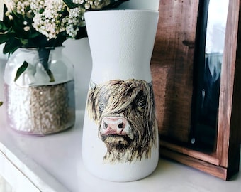 Highland Cow Flower Vase, Highland Cow Gifts, Highland Cow Home Decor, Highland Cow Decorations, Highland Cow Themed Gifts