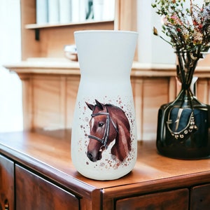 Chestnut Brown Horse themed Glass Flower Vase, Horse Vase, Brown Horse Gifts, Horse Home Decorations, Brown Horse Gift Ideas