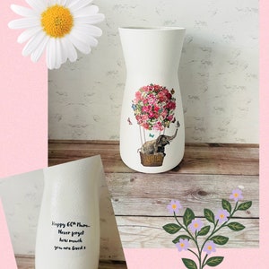Personalised Elephant Vase, Elephant Gifts, Personalised Elephant Gifts, Personalised Vase, Elephant Decorations, Keepsake Vase