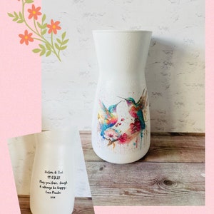 Personalised Hummingbird Vase, Hummingbird Gifts, Personalised Hummingbird Gifts, Keepsake Vase, Personalised Bird Vase, Hummingbirds