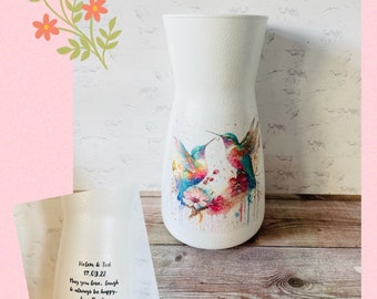 Personalised Hummingbird Vase, Hummingbird Gifts, Personalised Hummingbird Gifts, Keepsake Vase, Personalised Bird Vase, Hummingbirds