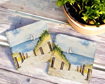 Seaside Coasters, Beach Themed Coasters, Nautical Gifts, Coastal Decorations, Beach themed Gifts, Seaside Gifts, Beach Decor, Nautical Decor