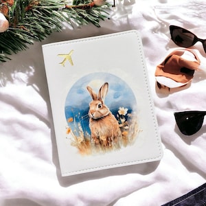 Blue Bunny Rabbit Passport Cover, Bunny Rabbit Passport Holder, Bunny Rabbit Gifts, Bunny Rabbit Holiday Essentials, Bunny Rabbit Luggage, bild 1