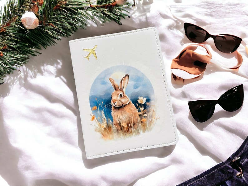 Blue Bunny Rabbit Passport Cover, Bunny Rabbit Passport Holder, Bunny Rabbit Gifts, Bunny Rabbit Holiday Essentials, Bunny Rabbit Luggage, bild 1