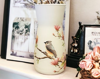 Bird & Flowers Vase, Vintage Style Bird Vase, Bird Gifts, Flower Gifts, Bird Vase, Flower Vase, Pretty Vase