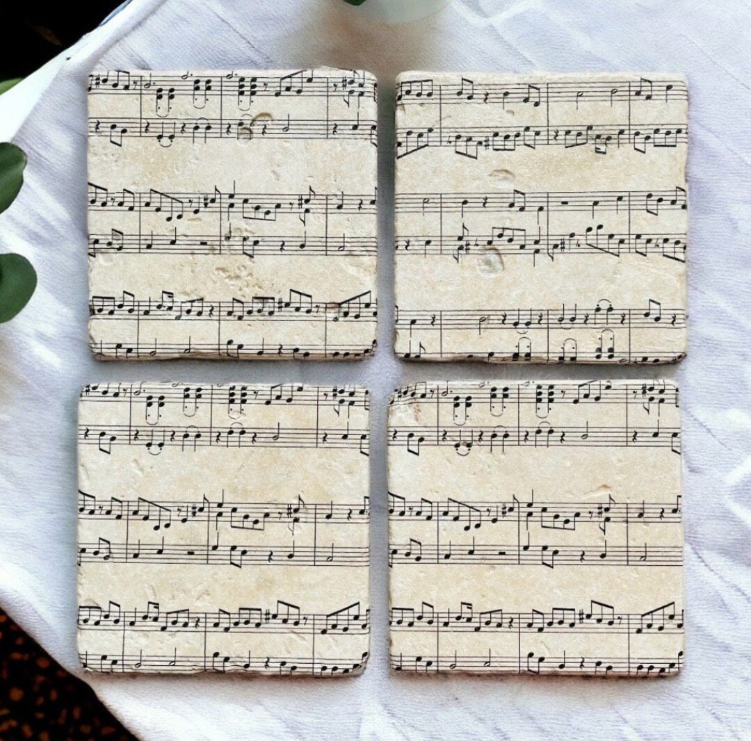 Set of 4 Musical Score Coasters, Music Themed Gifts, Musical Gifts ...