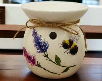 Meadow Bee Wax Melt Burner, Bee and Flower Themed Wax Melt Warmer, Bee Oil Burner, Flower Themed Home Decor, Bee Themed Gifts