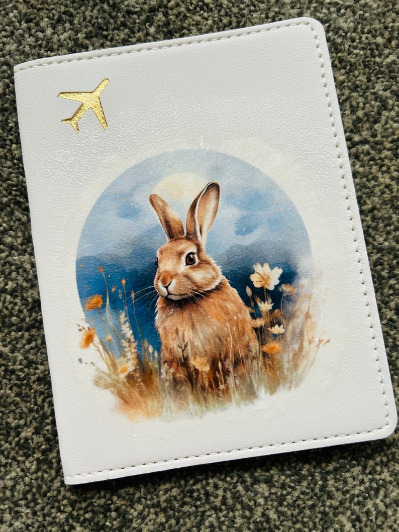 Blue Bunny Rabbit Passport Cover, Bunny Rabbit Passport Holder, Bunny Rabbit Gifts, Bunny Rabbit Holiday Essentials, Bunny Rabbit Luggage, bild 2