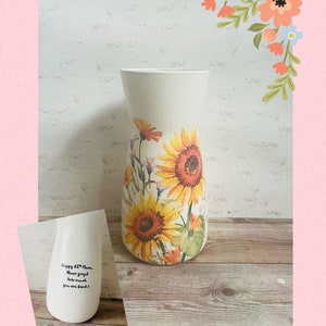 Personalised Sunflower Vase, Personalised Vase, Personalised Gift, Sunflower Vase, Flower Themed Vase, Sunflower Gifts, Sunflower Keepsake
