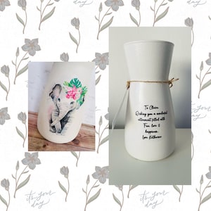 Personalised Floral Elephant Vase, Personalised Elephant Vase, Personalised Elephant Gifts