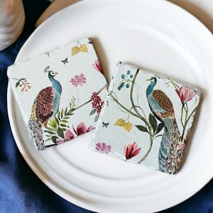 Peacock Coasters, Peacock Home Decor, Peacock Dining, Bird Coasters, Peacock Gifts, Peacocks