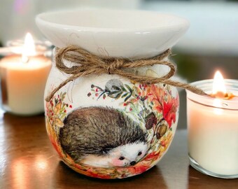 Autumn Hedgehog Wax Melt Burner, Hedgehog Wax Warmer, Autumn Oil Burner, Autumn Home Decor, Hedgehog Themed Gifts
