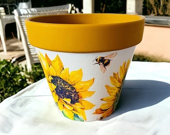 Sunflower Flower Pot, Sunflower Plant Pot, Sunflower Garden Gifts, Sunflower Decorations, Sunflower Themed Gifts, Sunflowers for Mum